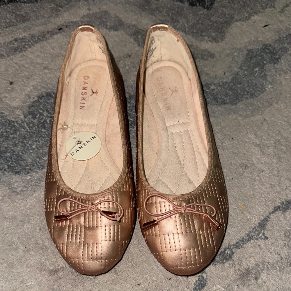 Danskin Rose Gold Flats with Classic Bow Detail